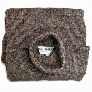Dolce & Gabbana Vintage Wool Rib Knit Roll Neck Turtleneck Sweater